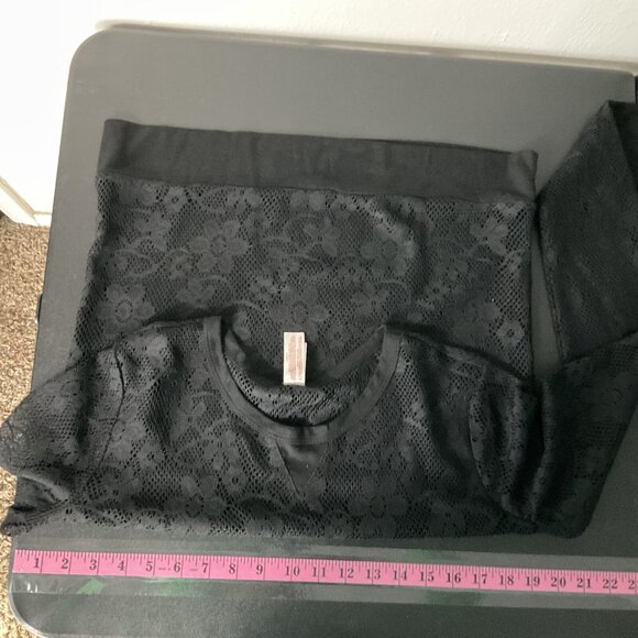 No Boundaries Top Womens Sz L Black Mesh Sheer Lace Long Sleeve Pullover‎ - Picture 5 of 9